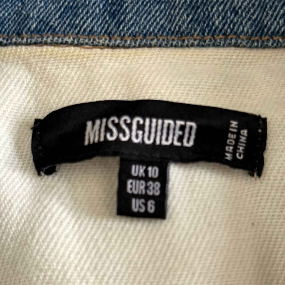 Missguided Denim Patchwork Cropped Jacket | Size 6 - image 6